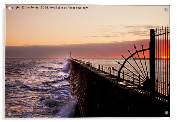 Mouth of the Tyne sunrise Acrylic by Jim Jones