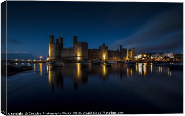 Caernarfon Castle Night View Canvas Print by Creative Photography Wales