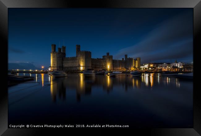 Caernarfon Castle Night View Framed Print by Creative Photography Wales