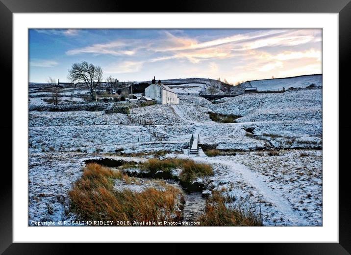 "Farmhouse in the snow" Framed Mounted Print by ROS RIDLEY