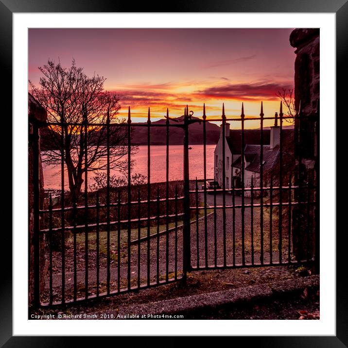 Sunrise through a gate Framed Mounted Print by Richard Smith