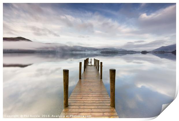Ashness Jetty Calm and Mist Print by Phil Buckle