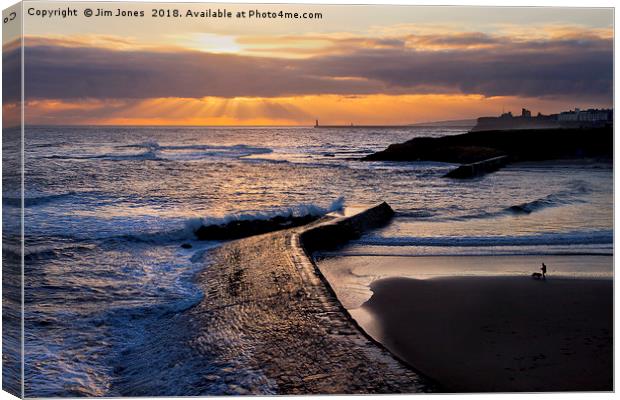 New day on Cullercoats Bay Canvas Print by Jim Jones