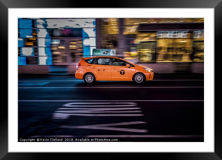 New York Cab Framed Mounted Print by Kevin Clelland