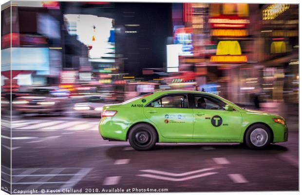 New York Cab green Canvas Print by Kevin Clelland