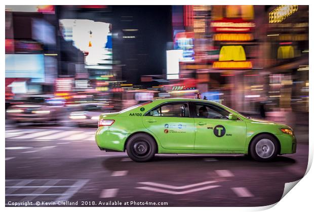 New York Cab green Print by Kevin Clelland