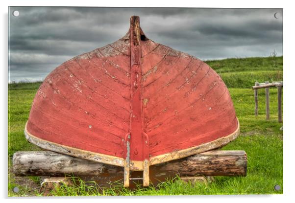 Red Boat at Rest Acrylic by Roxane Bay