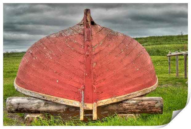 Red Boat at Rest Print by Roxane Bay