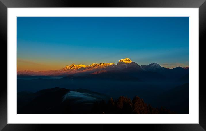 Sunray over the Mount Dhaulagiri Framed Mounted Print by Ambir Tolang