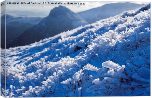Frozen Snowdonia Landscape Canvas Print by Pearl Bucknall