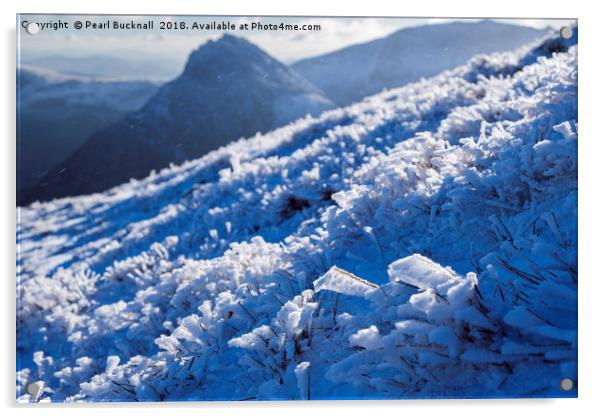 Frozen Snowdonia Landscape Acrylic by Pearl Bucknall