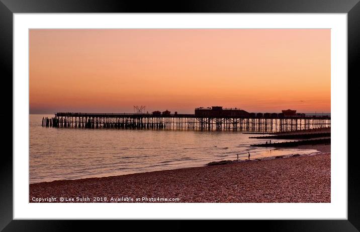 Hastings pier at Sunset Framed Mounted Print by Lee Sulsh