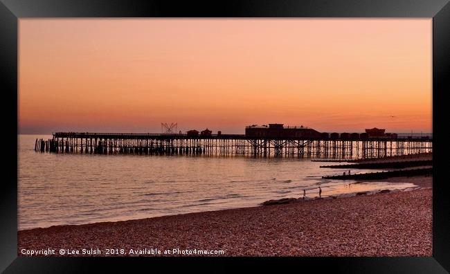 Hastings pier at Sunset Framed Print by Lee Sulsh