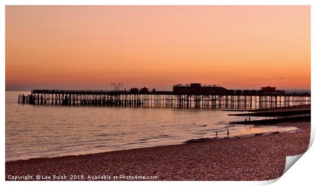 Hastings pier at Sunset Print by Lee Sulsh
