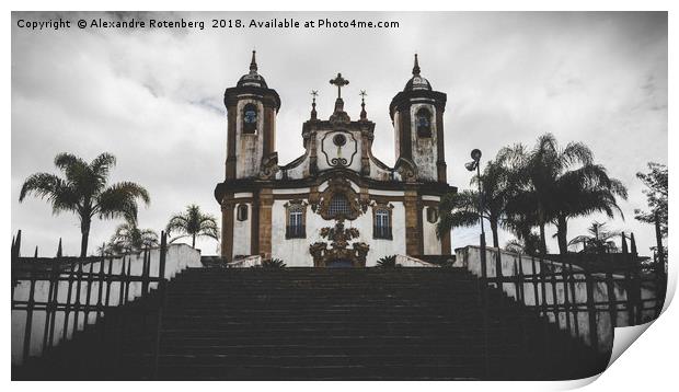 Historic church in Ouro Preto, Minas Gerais, Brazi Print by Alexandre Rotenberg