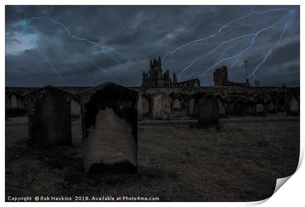 Whitby Abbey storm  Print by Rob Hawkins