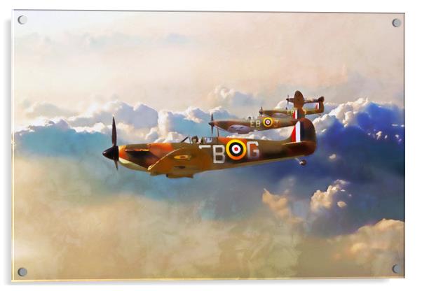 41 Squadron Spitfires Acrylic by J Biggadike