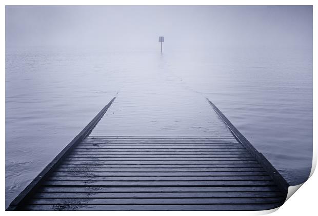 Fog over Lytham jetty Print by David McCulloch