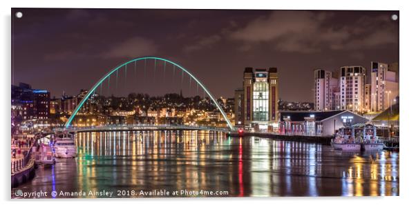 Gateshead Millennium Bridge Acrylic by AMANDA AINSLEY