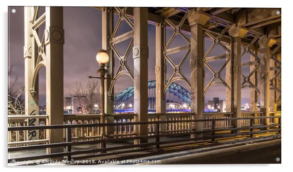 The Tyne Bridge Newcastle  Acrylic by AMANDA AINSLEY