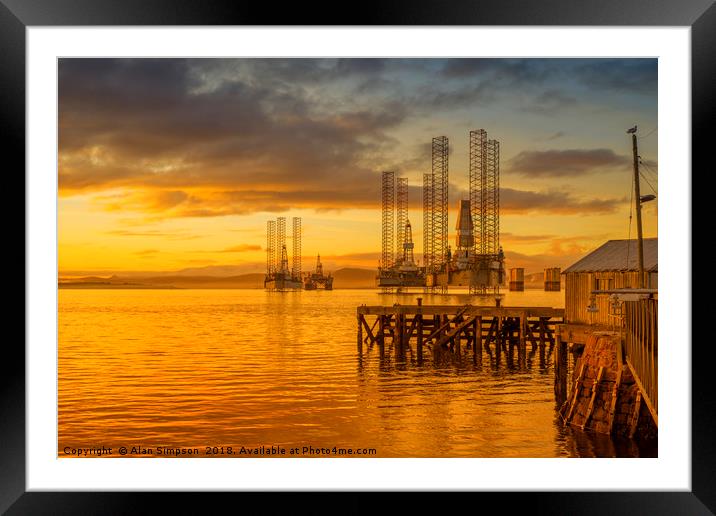 Cromarty Harbour Sunset Framed Mounted Print by Alan Simpson