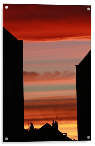 City Red Sky Acrylic by Luca Giaramida