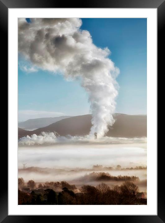 Baglan Bay Power station letting off a bit of stea Framed Mounted Print by Leighton Collins