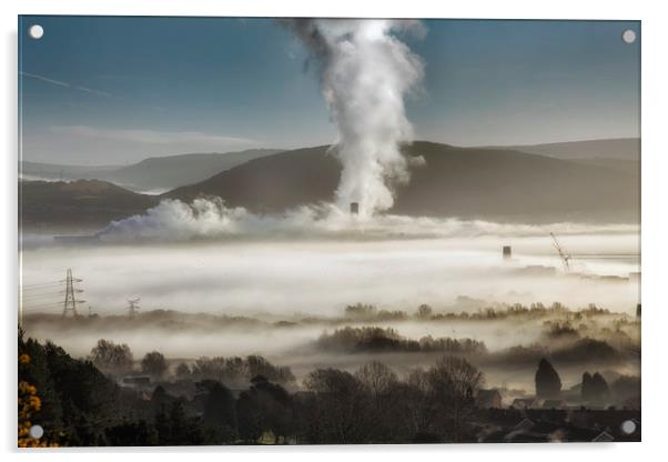 Baglan Bay power station steam cloud Acrylic by Leighton Collins