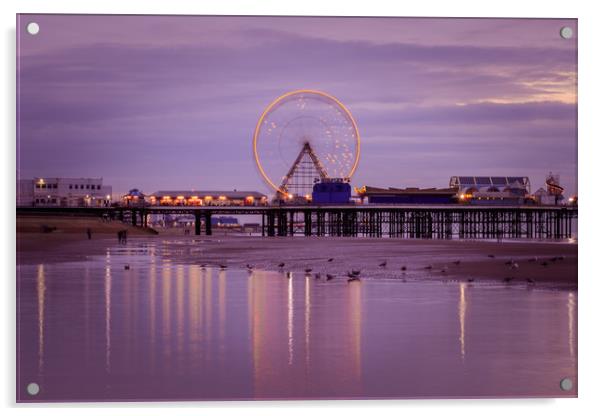 Blackpool at night Acrylic by chris smith