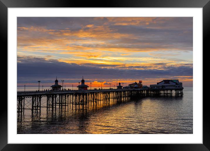 Blackpool at Sunset  Framed Mounted Print by chris smith