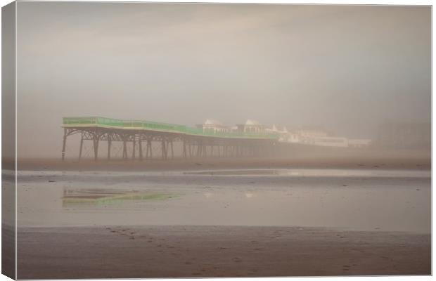 Misty St Annes Pier Canvas Print by David McCulloch
