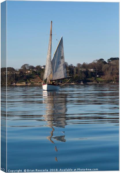 Falmouth Oyster Boat Canvas Print by Brian Roscorla