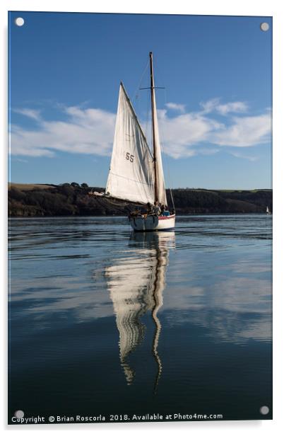 Falmouth Oyster Boat Acrylic by Brian Roscorla