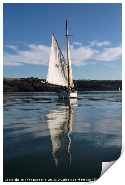 Falmouth Oyster Boat Print by Brian Roscorla