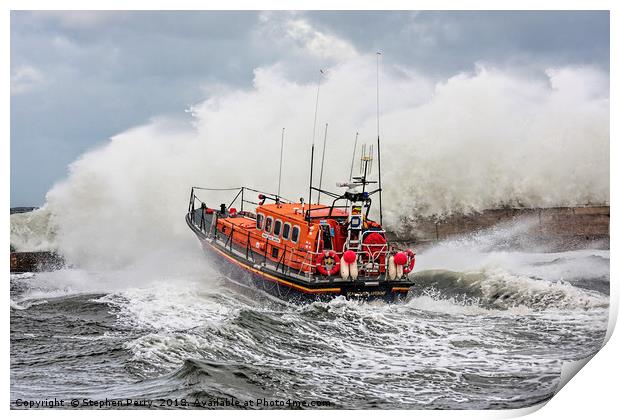 Lifeboat Grace Darling battling the Waves. Print by Stephen Perry