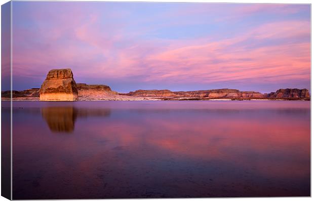 Lone Rock Sunset Canvas Print by Mike Dawson