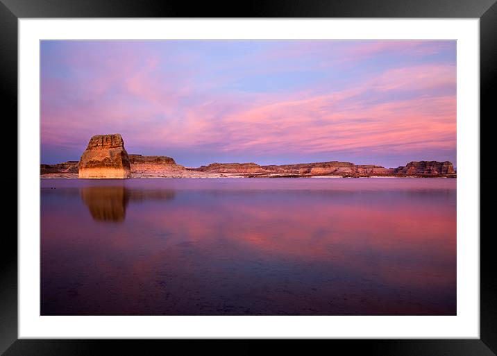 Lone Rock Sunset Framed Mounted Print by Mike Dawson