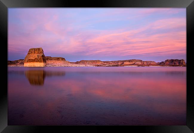 Lone Rock Sunset Framed Print by Mike Dawson