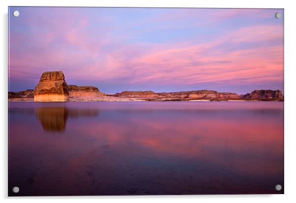 Lone Rock Sunset Acrylic by Mike Dawson
