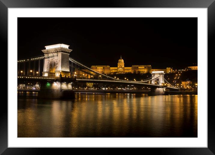Budapest At Night  Framed Mounted Print by David Pyatt