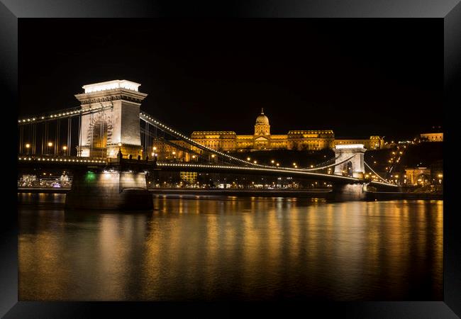 Budapest At Night  Framed Print by David Pyatt