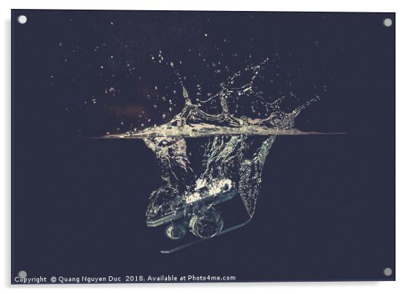 Camera drops into water with splash Acrylic by Quang Nguyen Duc