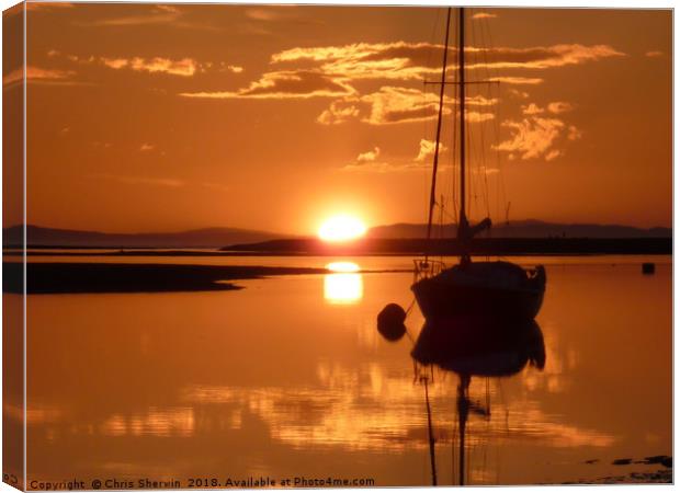 Findhorn Sunset calm  Canvas Print by Chris Sherwin