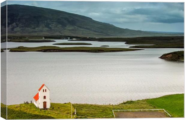 Iceland church and landscape Canvas Print by Tony Bates