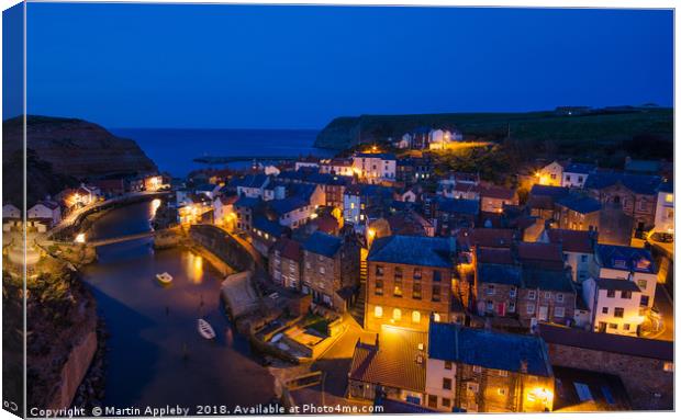 Staithes at Dusk Canvas Print by Martin Appleby