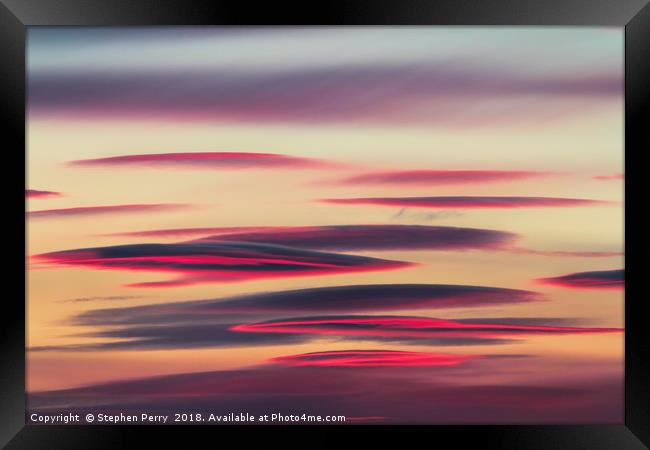 Wispy coloured Clouds Framed Print by Stephen Perry