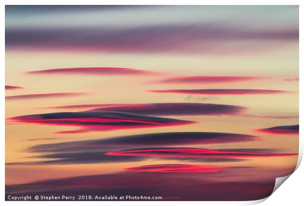 Wispy coloured Clouds Print by Stephen Perry