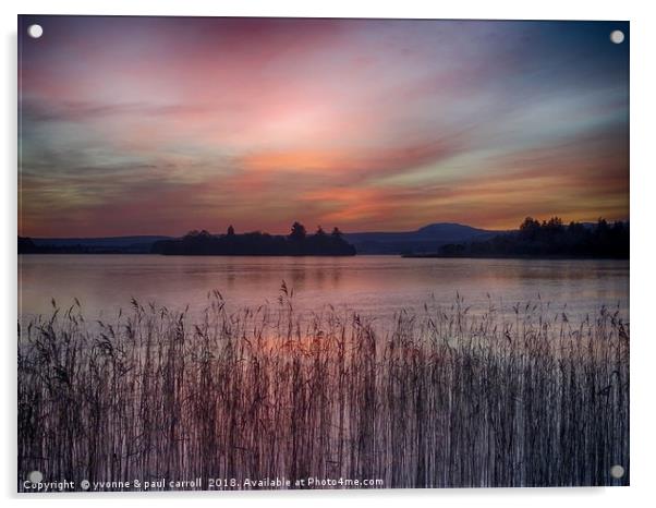 Sunset over Lake of Menteith Acrylic by yvonne & paul carroll