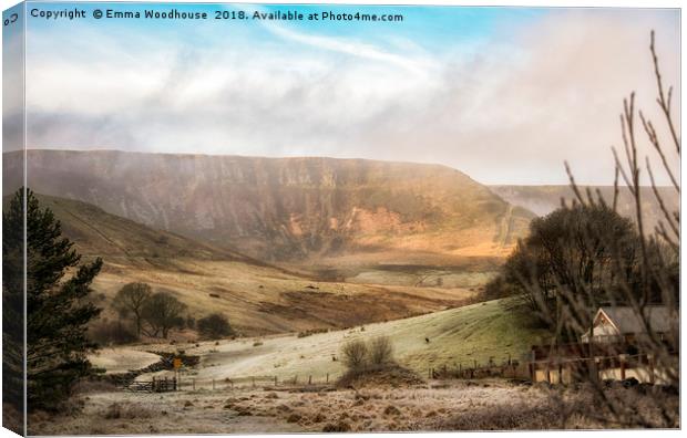 Welsh Misty Mountain Canvas Print by Emma Woodhouse