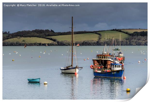 Mylor Fishing Boats Print by Mary Fletcher